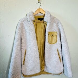 Rag & Bone Sherpa Jacket Medium White Fleece Contrast Trim Coat